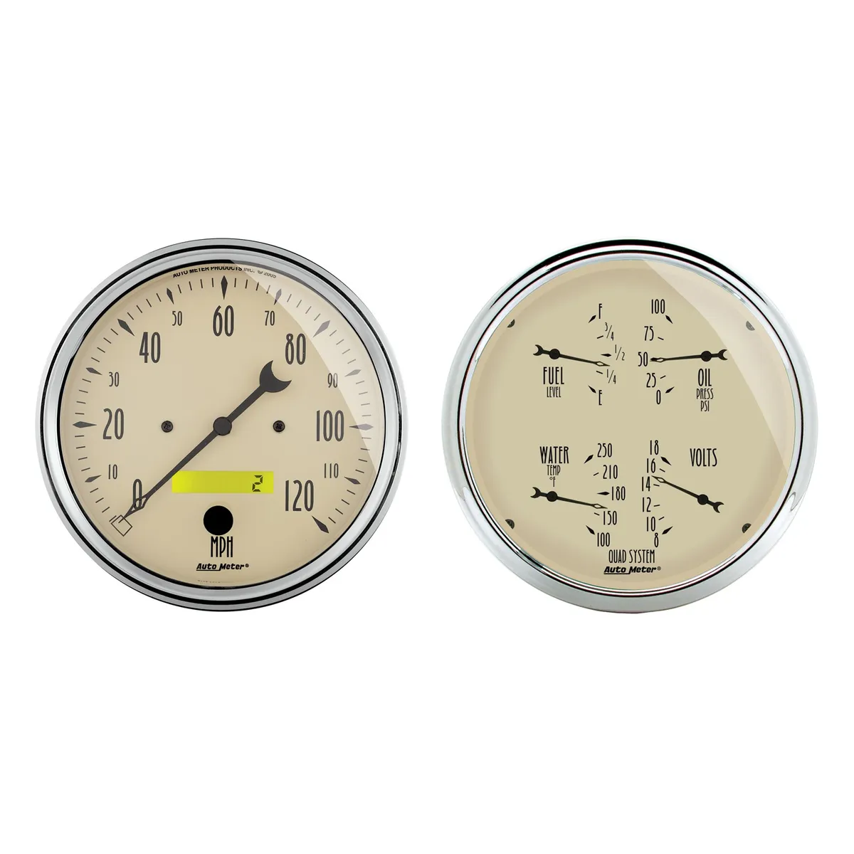 2 Pc. Gauge Kit, 5 In. Quad & Speedometer, 240-33 o, Antique Beige product image