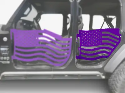 Steinjager Steinjäger Doors Wrangler JL 2018 to Present Trail, American Flag Design Rear Doors Sinbad Purple