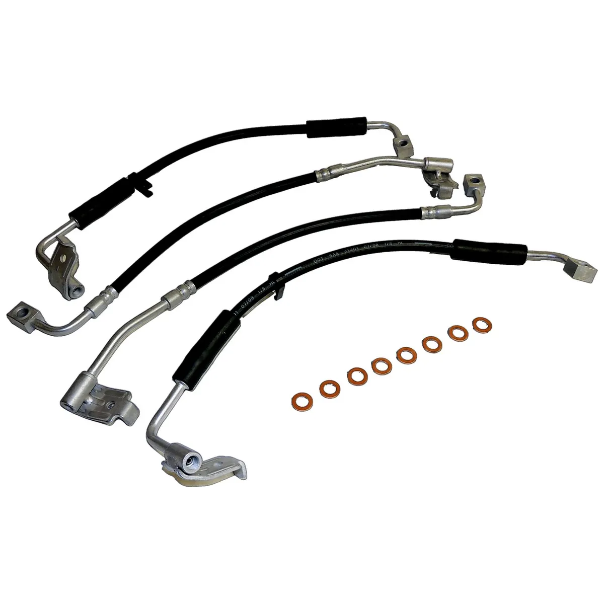 Blacksilvercopper Brake Hose Kit Includes Left And Right Front And Rear Brake Hoses And 8 Brake Hose Washers product image
