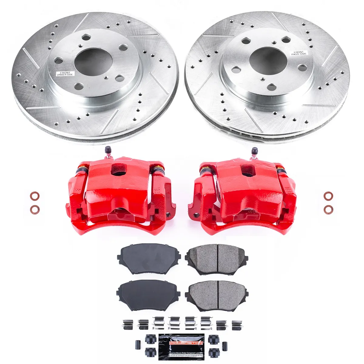 Z23 Evolution Sport Upgrade Kit: Drilled/Slotted Rotors; Carbon-Fiber Ceramic Pads; Powder Coated Calipers product image