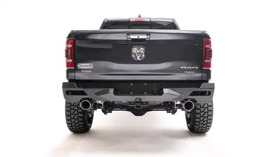 Fab Fours Vengeance Rear Bumper; 2 Stage Black Powder Coated; w/Sensors;