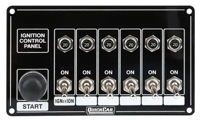 Quickcar Racing Products Ignition Panel Blk w/ Start But. 5 Acc. Circut