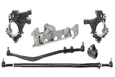 Rock Jock Currectlync JL/JT High Steer Kit for Ram Assist Incl Knuckles Drag Link Tie Rod Trac Bar Reloc/Ram Mount Axle Bracket Ram Assist Tie Rod Clamp