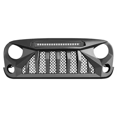 AMERICAN MODIFIED Gladiator Grille W/ LED Off-Road Lights - Matte Black For 07-18 Jeep Wrangler JK