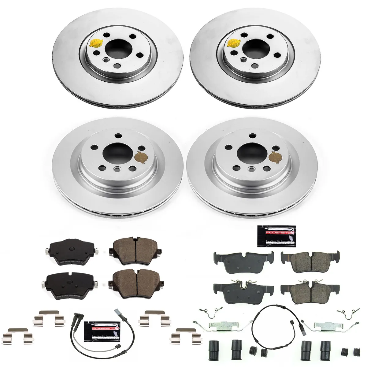 Z23 Sport Geomet Coated Rotor Kit For European Vehicles: Genuine Geomet Fully Coated Rotors; Carbon-Fiber Ceramic Pads W/Hardware; Pad Sensors product image