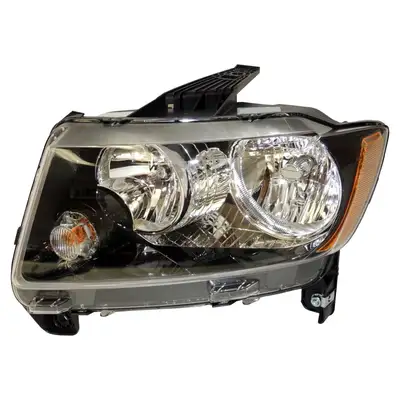 Crown Automotive Jeep Replacement Blackamberclearchrome Headlight w/ Halogen Bulbs w/ Black Bezels;right Headlamp;includes Bulbs