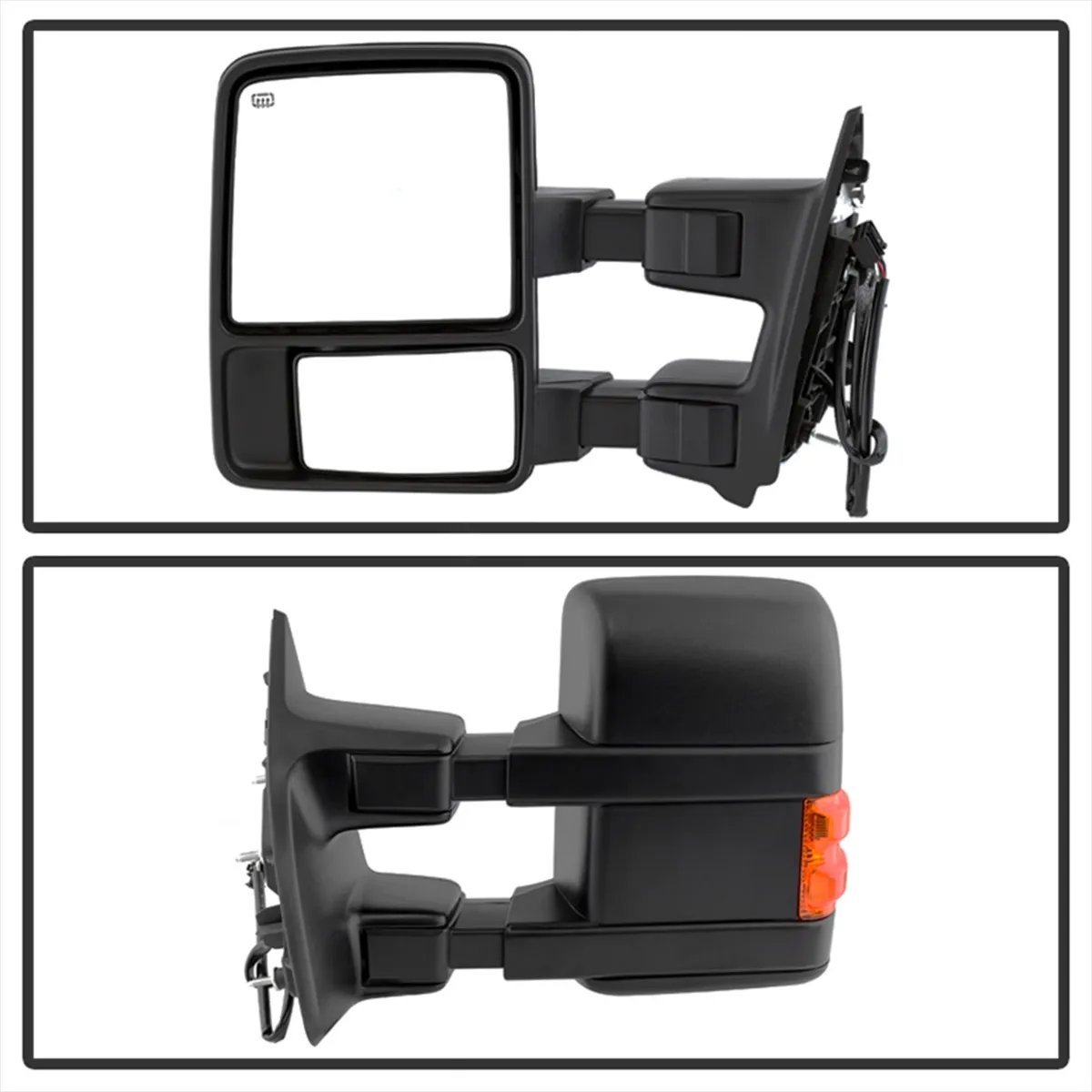 XTune Door Mirror Set; Left And Right; Manual Extendable; Power Heated/Adjustable; w/LED Signal; Amber; product image