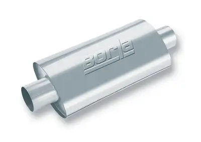 Borla XR-1 Stainless Sportsman Racing Mufflers Full Bodied Cars CenterCenter Oval Body 2.5 in. Inlet 2.5 in. Outlet 16 in. x 4.5 in. x 7.88 in. Body Size 21 in. Overall Length T-304 Stainless Steel