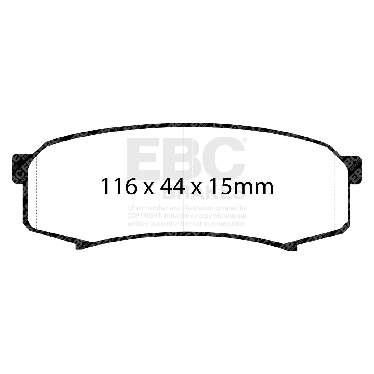 6000 Series Greenstuff Truck/SUV Brakes Disc Pads; FMSI Pad No. D606; Vented; 312mm Dia.; 68mm Height; 18mm Thick; 106mm Center Hole Dia.; Pad Dimensions: 116 x 44 x 15mm; product image