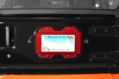 Steinjager Steinjäger Exterior Accessories Wrangler JL 2018 to Present License Plate Brackets Red Baron