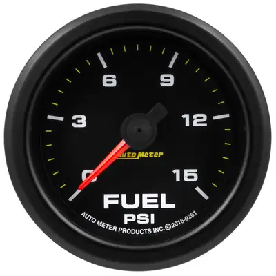 AutoMeter Gauge, Fuel Press, 2 1/16, 15psi, Stepper Motor W/Peak & Warn, Extreme Environment