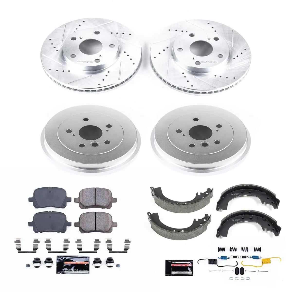 Z23 Evolution Sport Upgrade Kit: Drilled/Slotted Rotors; Carbon-Fiber Ceramic Pads W/Hardware; Coated Drums; Shoes W/Hold Down Kit product image