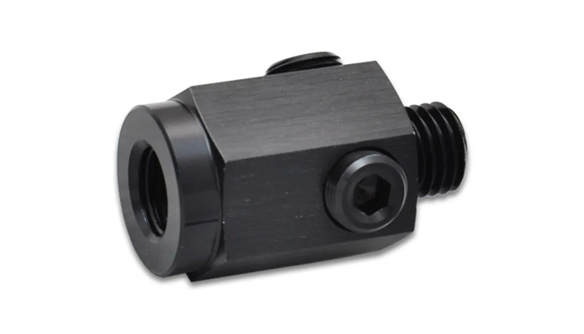 Metric Union Extender Fitting; Female To Male; M12x1.5 Metric Size; 3 x 0.125 in. NPT Ports; 6061 Aluminum; Black Anodized; product image