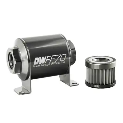 DeatschWerks 10AN Female, 10 micron, 70mm In-line fuel filter kit