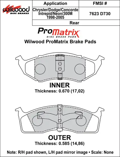 Wilwood Brakes 1993 - 2005 Chrysler, Dodge, Eagle Original Equipment Pads - 150-D0730K