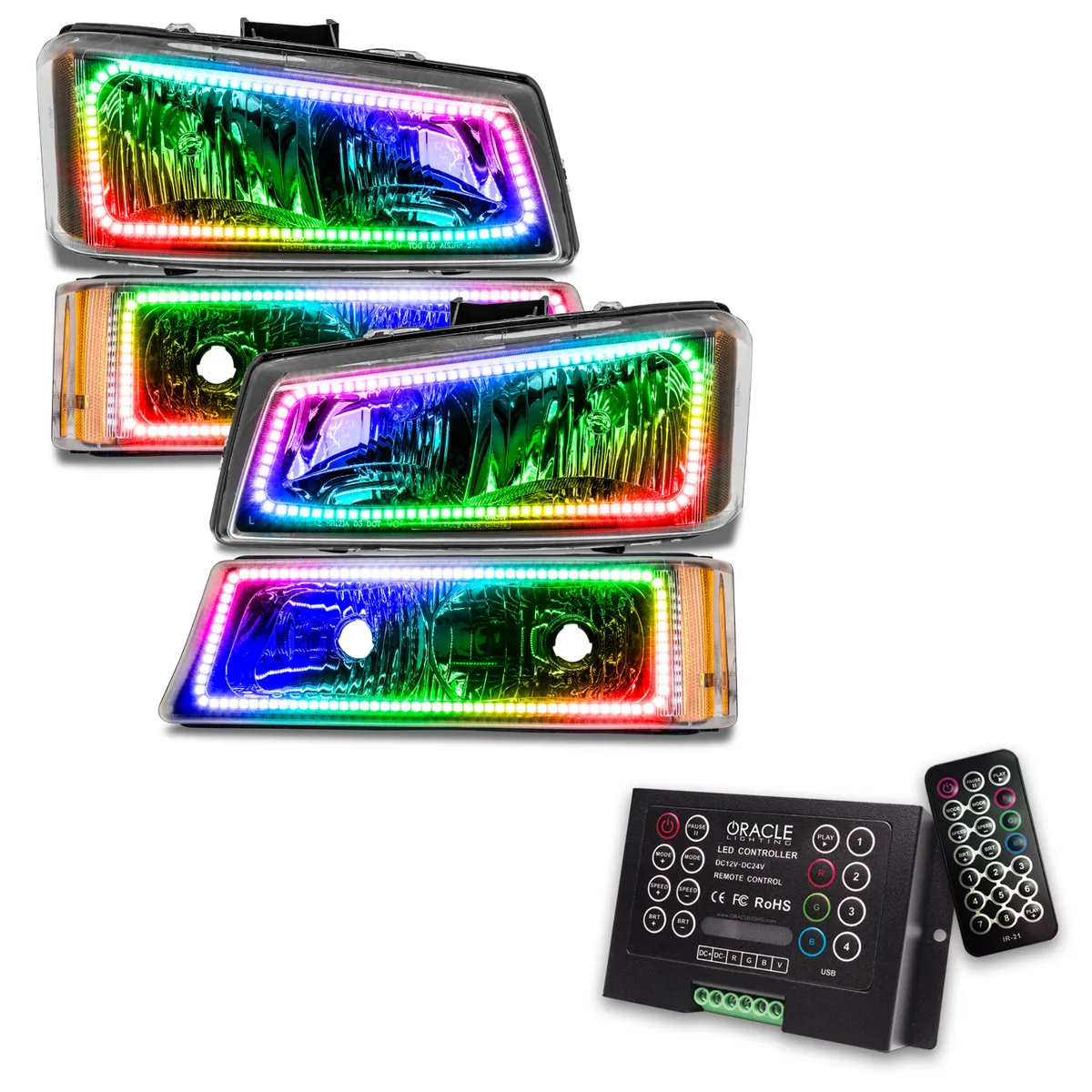 ORACLE Lighting 2003-2006 Chevrolet Silverado ColorSHIFT Square Headlight Halo Kit product image