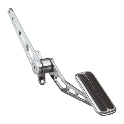 Lokar Throttle Pedal Assembly; Chrome Plated Steel; Spring Loaded; Splined Lower Arm; Incl. Mounting Bracket; w/Rubber Insert; Steel;