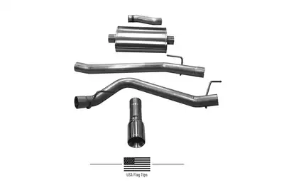 Corsa Performance 3.0in. Cat-Back Single Side Exit with Single 4.0in. Straight-Cut Tips with USA Flag Etch