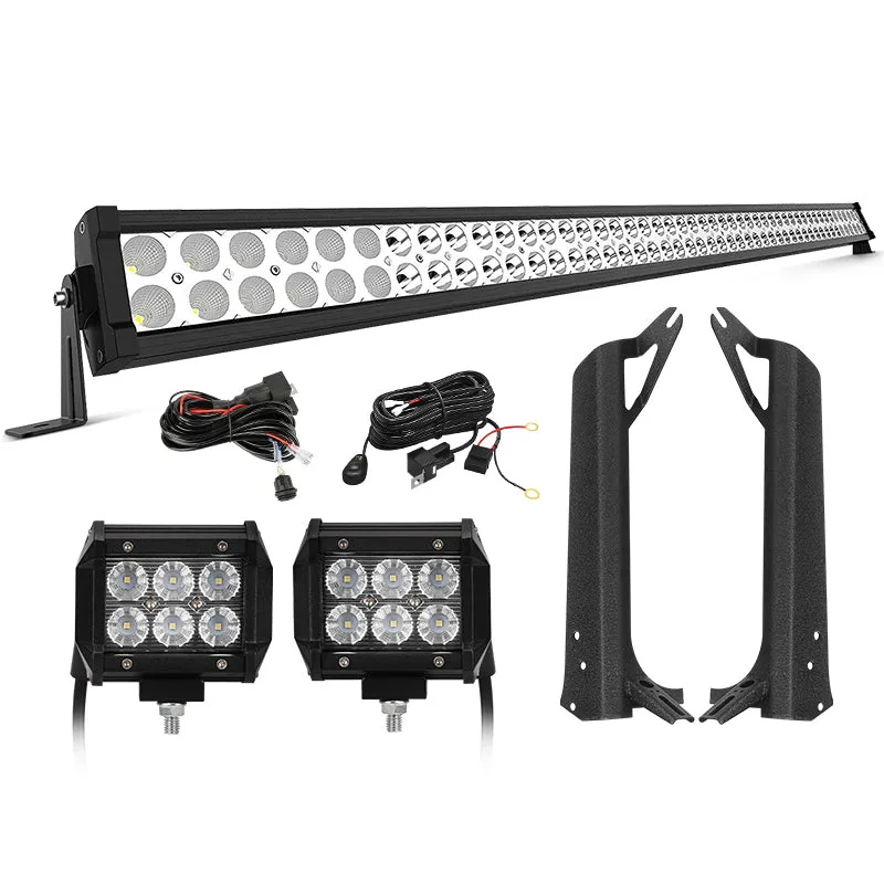 50'' Light Bar & 2 Pods Work Lights & All Brackets Kit for 1997-2006 Jeep Wrangler TJ product image