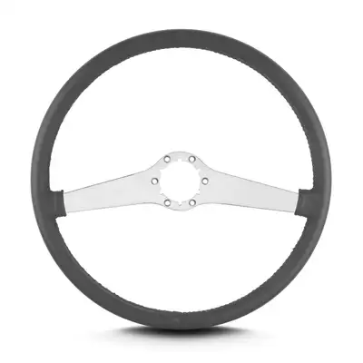 Lokar Lecarra Two Smooth Steering Wheel; Dark Grey; Brushed Spokes; 15 in. Thin Grip;