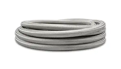 Vibrant Performance Stainless Steel Braided Flex Hose; -12AN; 0.641 in. Hose ID; 0.766 in. Hose OD; 9.875 in. BR; 1000 PSI Operating Pressure; 4000 PSI BP; Natural; 20 ft. Roll; w/PTFE Liner;