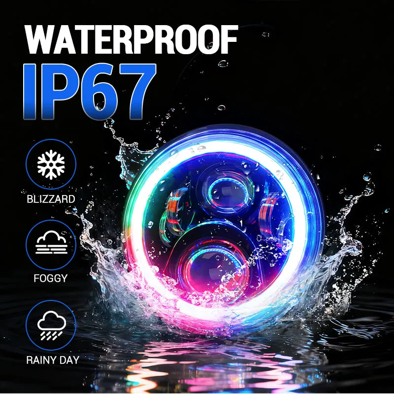 ã€Magic RGB Haloã€‘Jeep Wrangler JK LED Headlights & Fog Lights Kit w/ Amber Turn Signal (2007-2018) product image