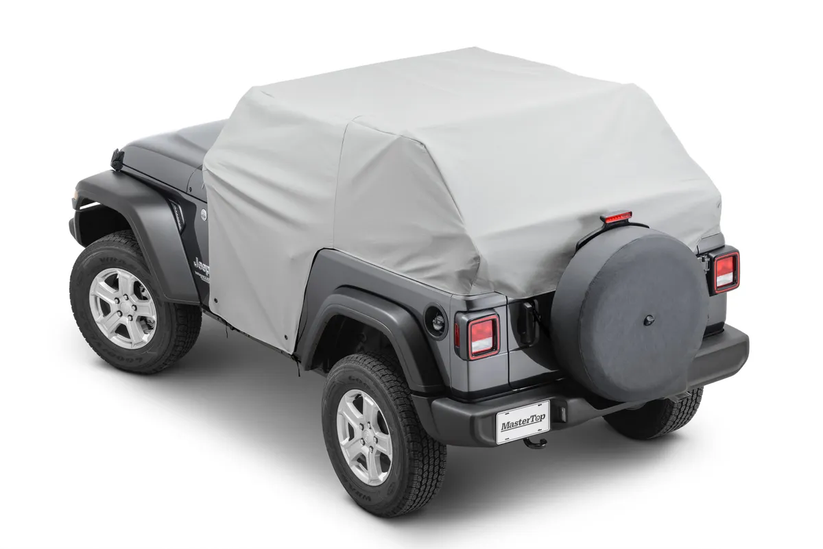 Full Door Cab Cover 2018-2024 Jeep JL Wrangler 2Dr W/Factory Soft Top Folded Down Gray Denim MasterTop product image