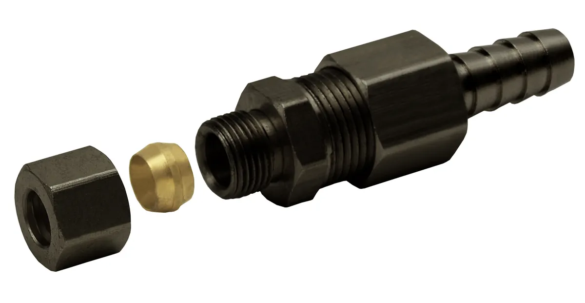 Derale 13031 Universal 5/16 Transmission Cooler Line to 3/8 Hose Barb Compression Fitting product image