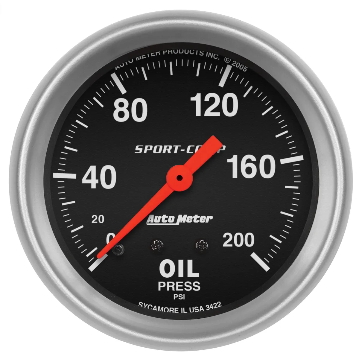Gauge, Oil Pressure, 2 5/8", 200psi, Mechanical, Sport-Comp product image