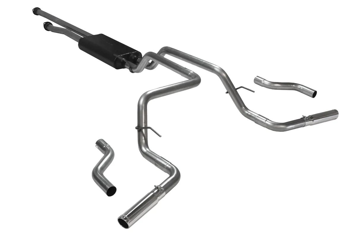 09-13 Toyota Tundra 5.7l I-Force 2/4 Wheel Drive 2.50in Incl. Flanged Dual Inlet Pipes 50 Series Big Block Muffler 3.00in Rolled Edge Stainless Steel Tips American Thunder Incl Tube Extensions For Dor And Dos in Kit Mandrel Bent 16 Gauge 409s Sta product image