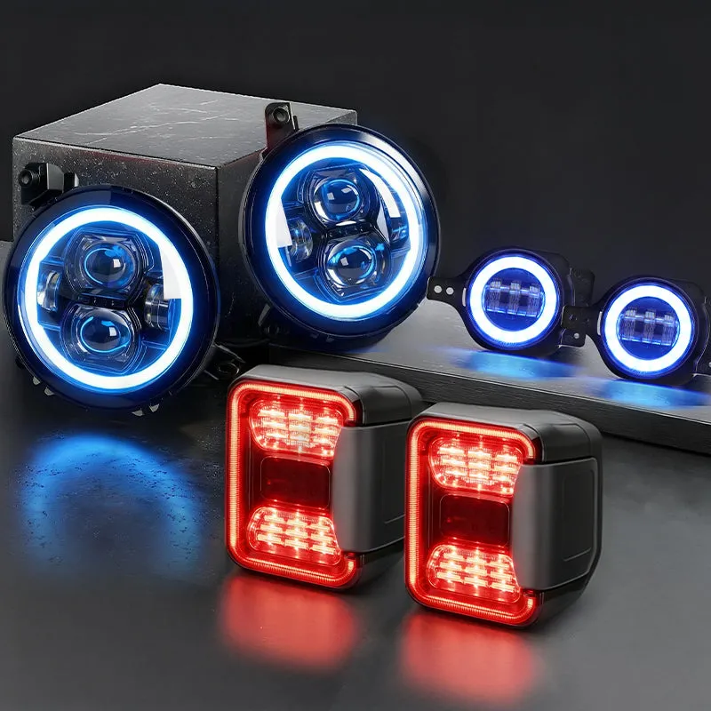 "jt Aurora Bundle - 9"" LED RGB Halo Headlights, RGB Fogs, Tail Lights For Jeep Gladiator Jt" product image