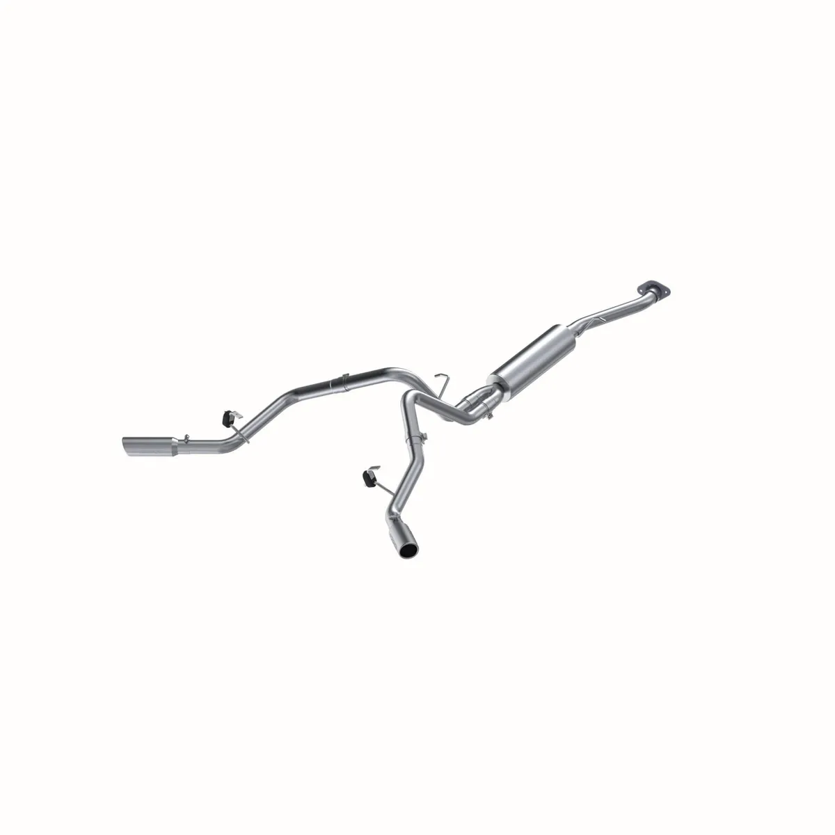 Armor Lite Cat Back Exhaust System; 2.5 in.; Incl. Extension Pipe/Muffler/Over Axle Pipes/Tailpipes/Hardware/3.5 in. OD Tip; Dual Split Side Exit; Aluminized; product image
