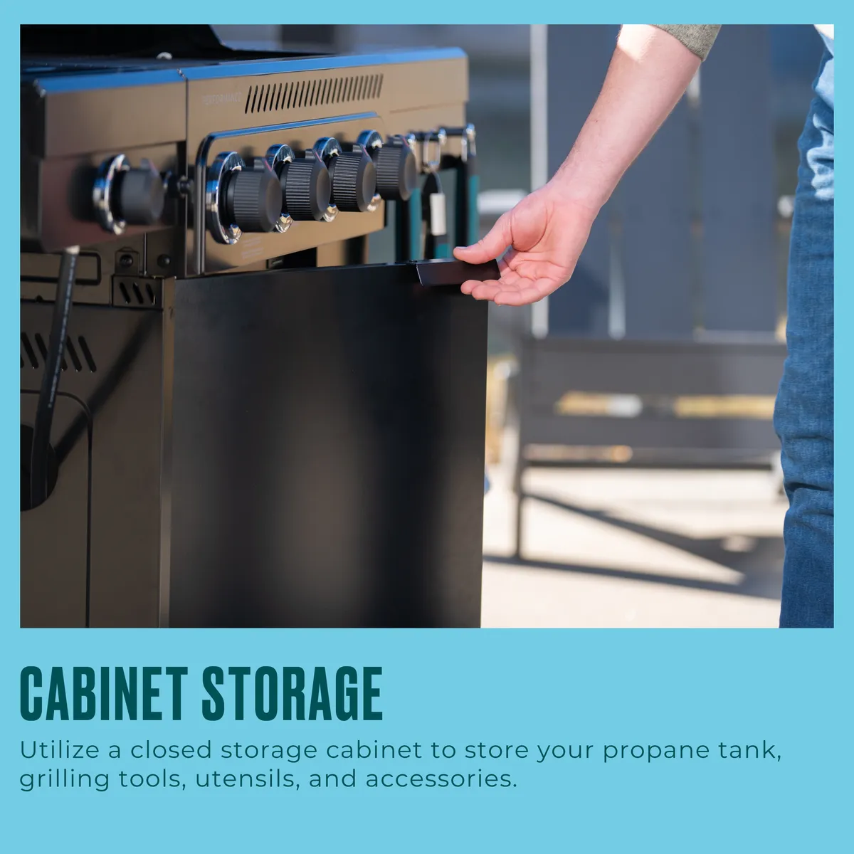 Performance Series™ FlavorMax™ 4 Burner Gas Grill Cabinet with Side Burner Black Stainless product image