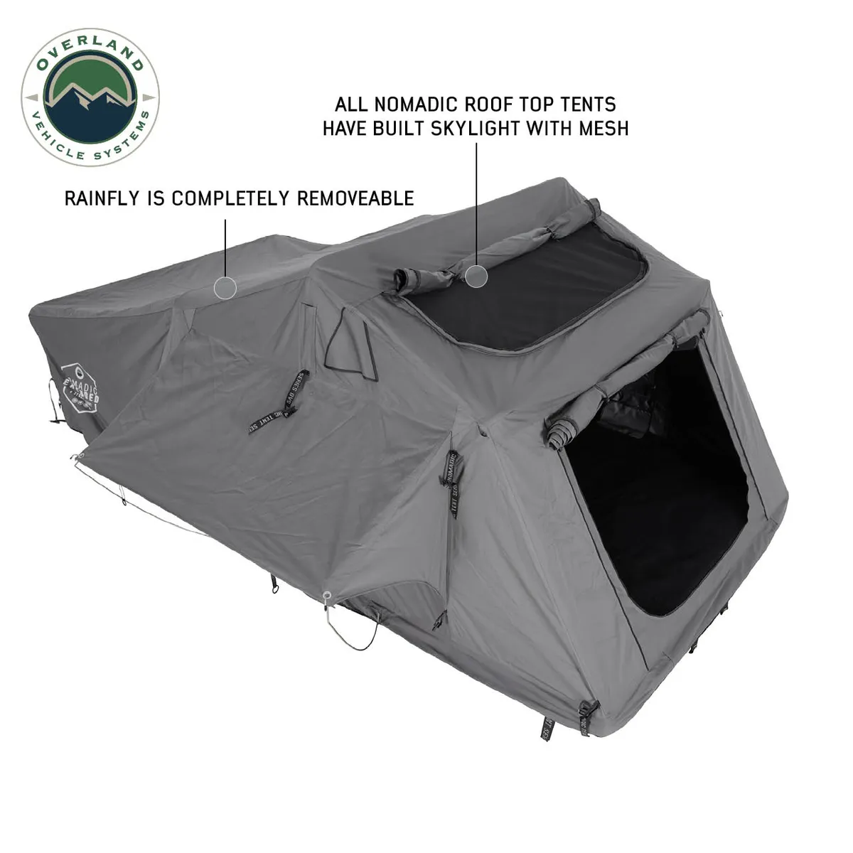 Overland Vehicle Systems Nomadic 2 Extended Roof Top Tent, Gray Body Green Rainfly product image