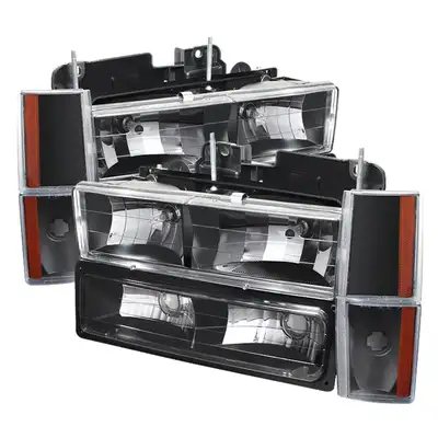Spyder Auto XTune Crystal Headlights; w/Corner And Bumper; Black;