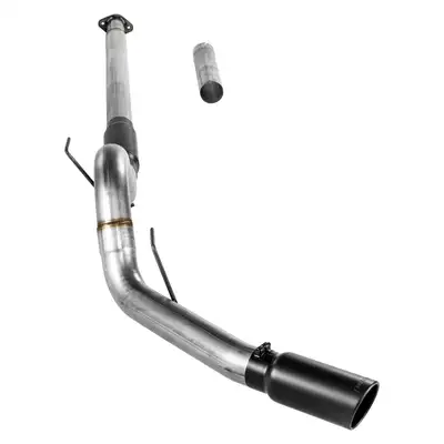 Synergy Manufacturing 2015-2017 Ford F-150, 2.7L/3.5L EcoBoost, 2WD/4WD, All Except Std Cab/Short Bed (122" WB), Cat-back, Outlaw Series Muffler, Mandrel Bent 4.0in. 16 Gauge Tubing, 5in. Black 304S W/Embossed Logo Tip, SOS, Outlaw, 409S Stainless Steel.