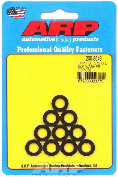 ARP Auto Racing Black Washers - 8mm ID x .575 OD (10)