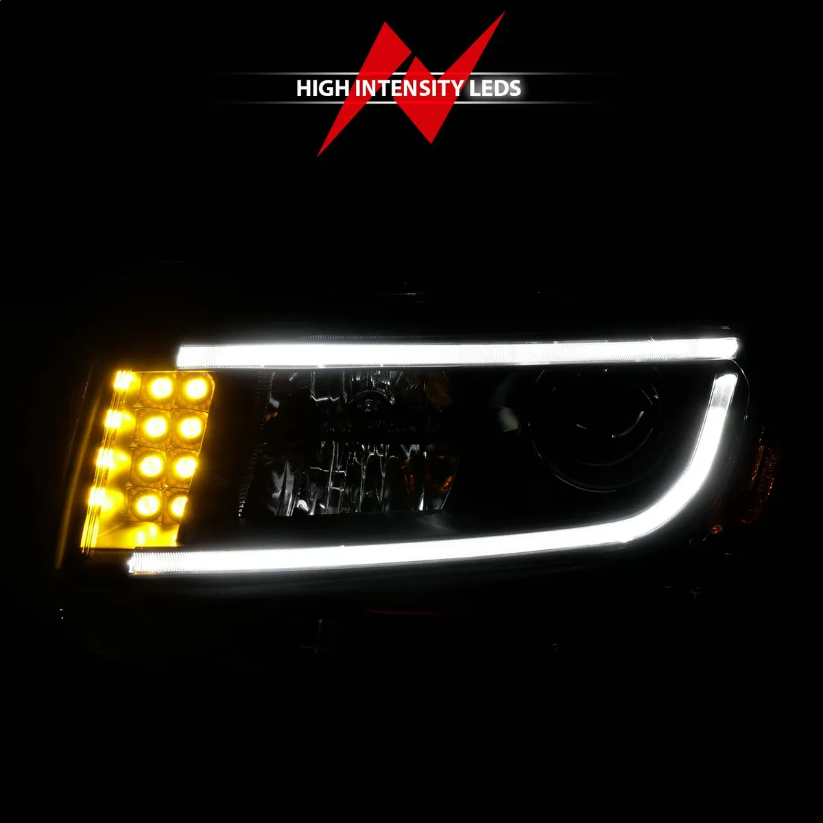 Jeep Grand Cherokee 14-16 Projector Headlights Plank Style Black (For Halogen Models Only) product image