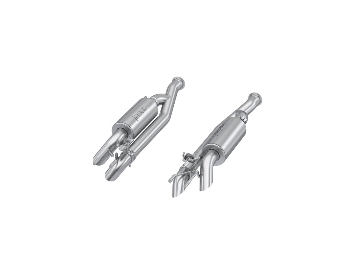 Armor Pro Axle Back Exhaust System; 2.5 in Diameter; Dual Split Side; T304 Stainless Steel; w/2.5 in. Quad Outlet Turn Down Tail; product image