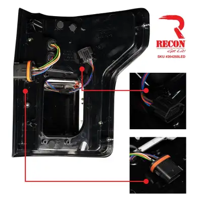 Recon Accessories Ford F150 15-17 And Raptor 17-19 Replaces OEM LED Style Tail Lights w Blind Spot Warning System Oled Tail Lights - Cle