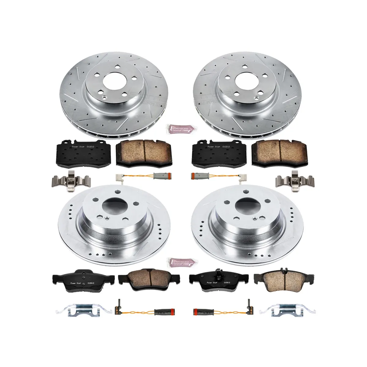 Z23 Evolution Sport Upgrade Kit: Drilled/Slotted Rotors; Carbon-Fiber Ceramic Pads W/Hardware; Pad Sensors product image