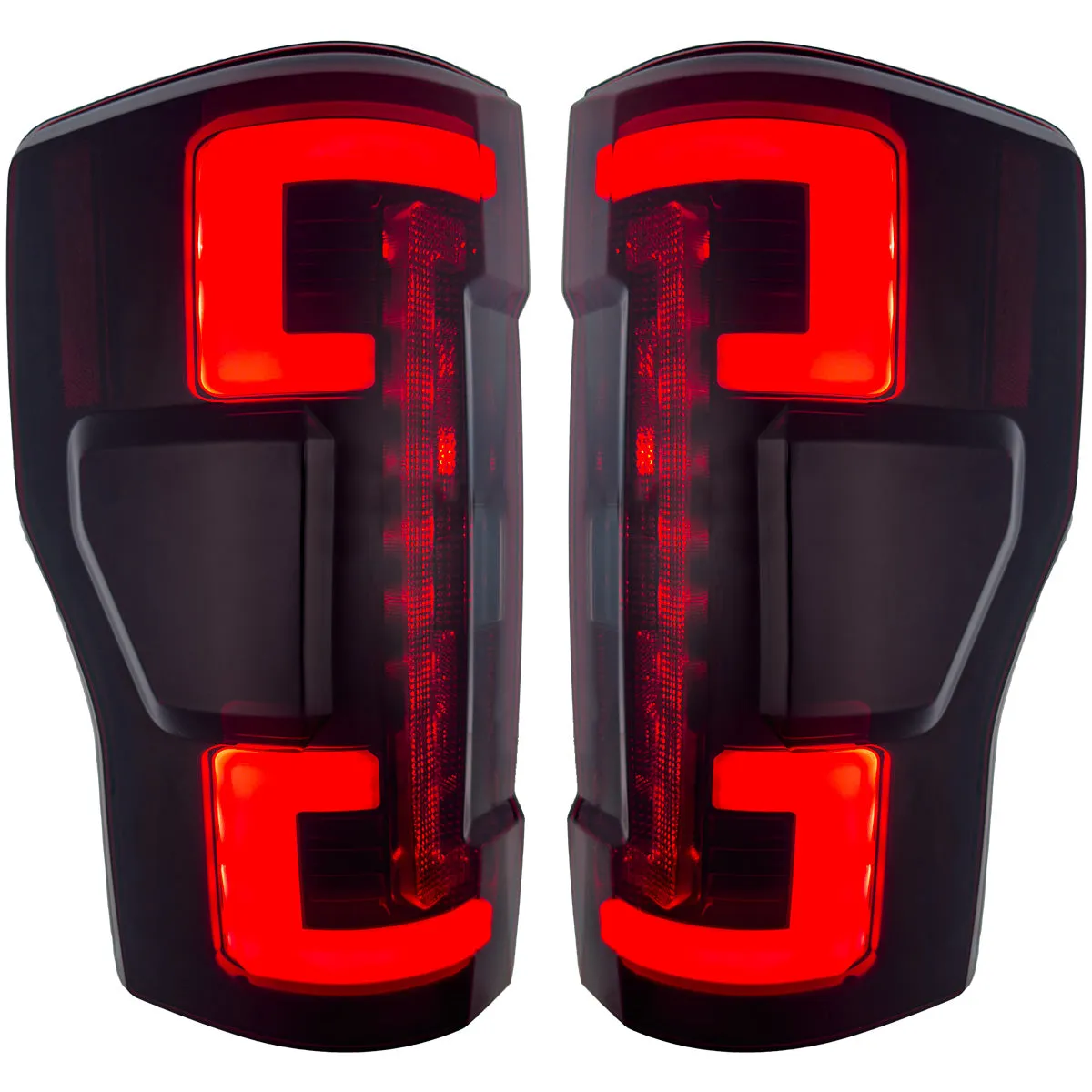 Recon Accessories Ford Superduty F250 350 450 550 20-22 Replaces OEM LED Style Tail Lights With Blis Blind Spot Warning System Oled Tail Lights - Red Lens