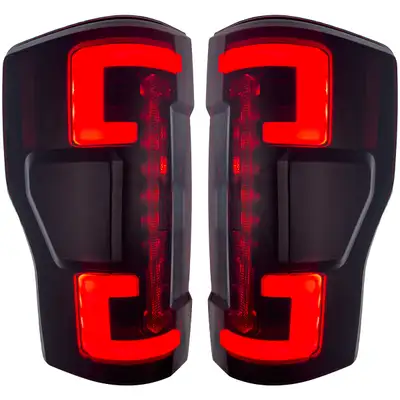 Recon Accessories Ford Superduty F250 350 450 550 20-22 Replaces OEM LED Style Tail Lights With Blis Blind Spot Warning System Oled Tail Lights - Red Lens