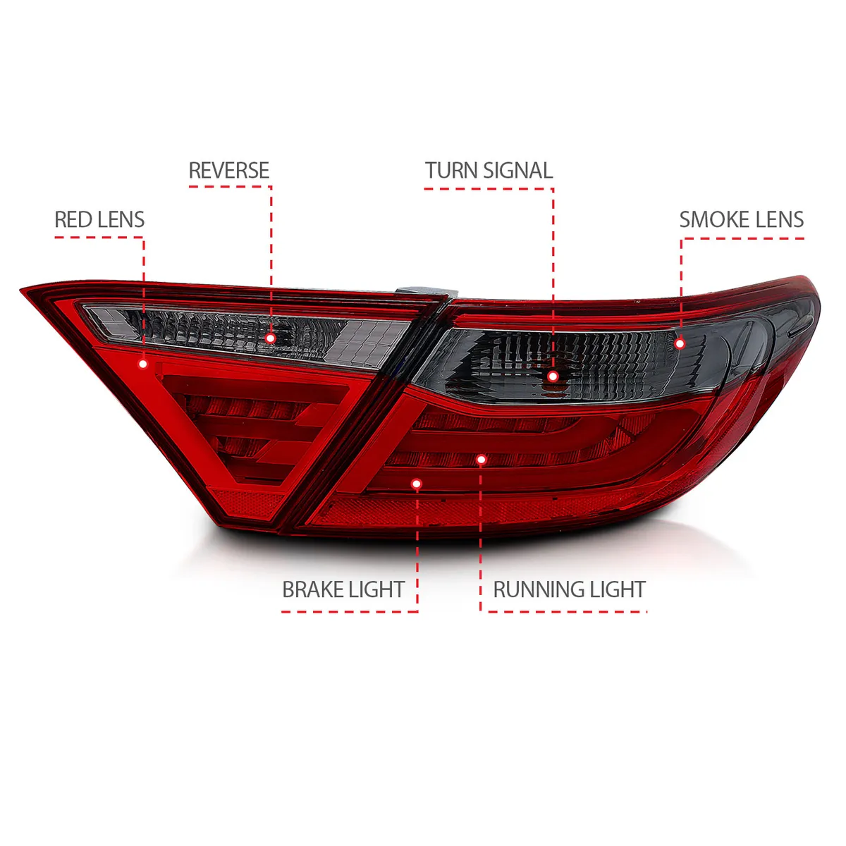 Toyota Camry 4DR 15-17 LED Tail Lights Chrome Red/Smoke Lens (4 Pcs) product image
