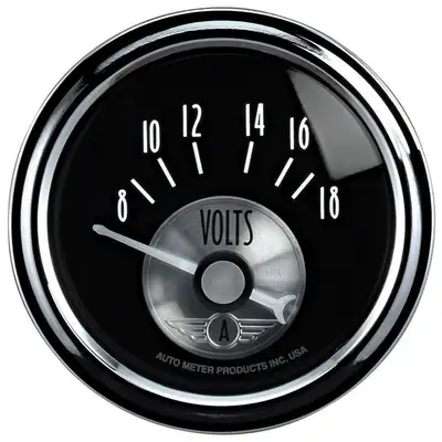 AutoMeter Gauge, Voltmeter, 2 1/16", 18V, Elec, Prestige Blk. Diamond