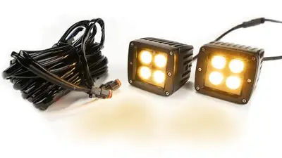 Southern Truck 2.0 Inch Square Cube Cree LED Lights Pair Black Series White/Amber W/Harness 79903 Southern Truck Lifts