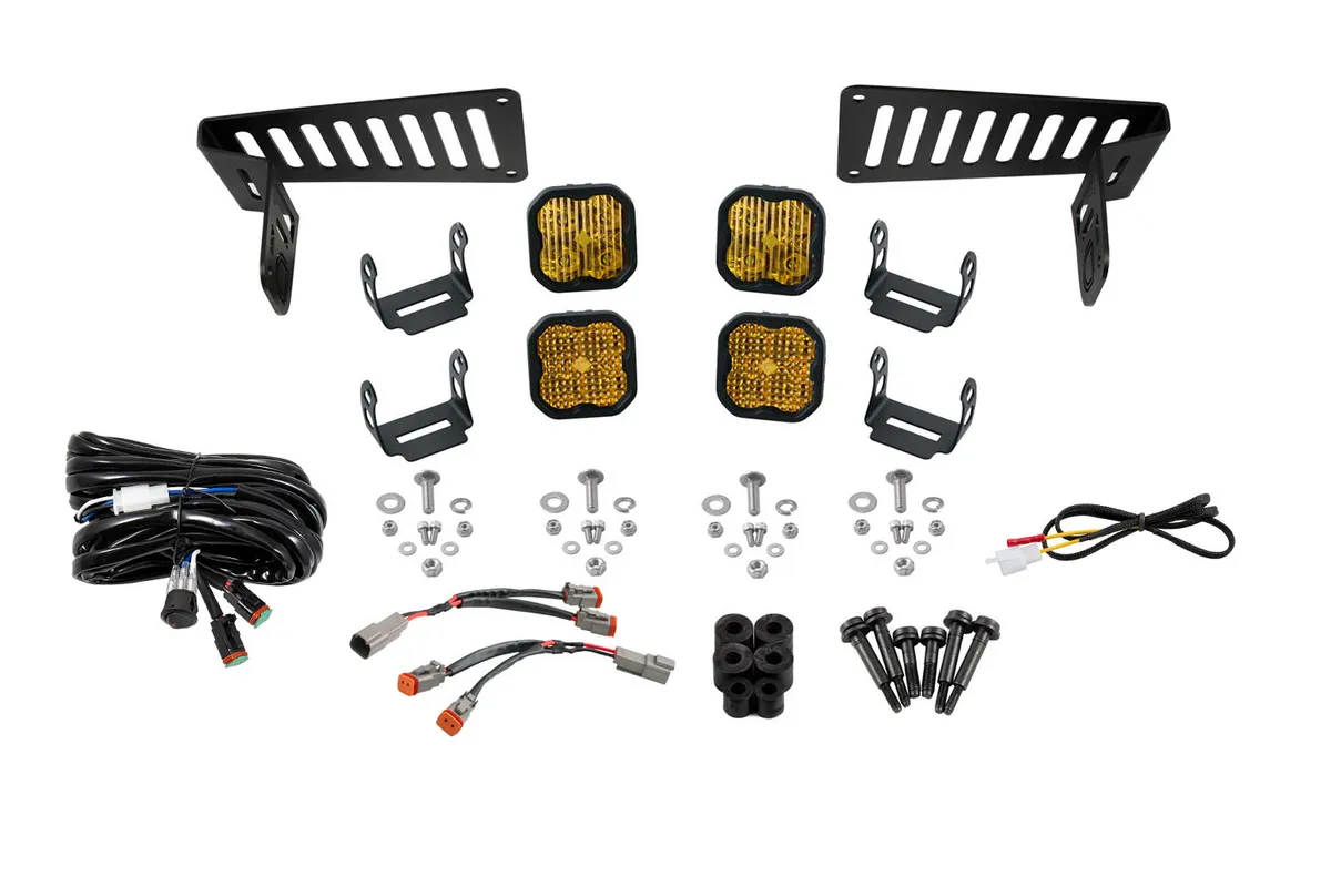 Diode Dynamics - SS3 Cowl LED Bracket Kit for 2018-2024 Jeep JL Wrangler/Gladiator, Yellow Sport product image