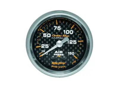 AutoMeter Gauge, Air Pressure, 2 1/16", 150psi, Mechanical, Carbon Fiber