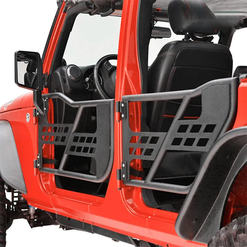 LED Factory Mart Jeep Half Tube Doors with Side View Mirror for 2007-2018 Wrangler JK JKU | Beast Style