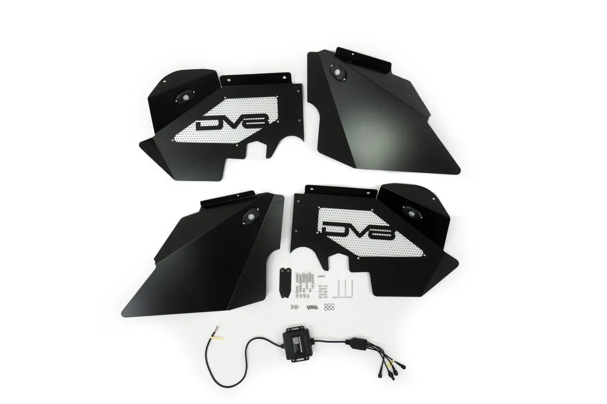 DV8 Offroad Front Aluminum Inner Fender Black w/ Rock Lights - JK product image